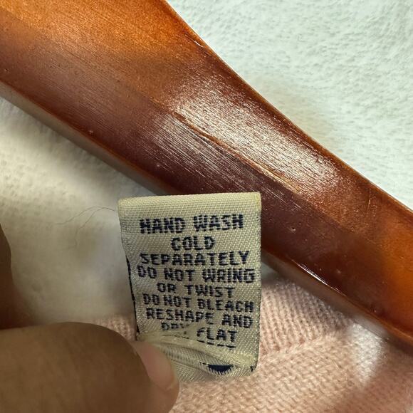 Lord & Taylor Small 100% Cashmere Sweater Top Pink Blush Coquette Cottage FLAWS - Picture 6 of 7